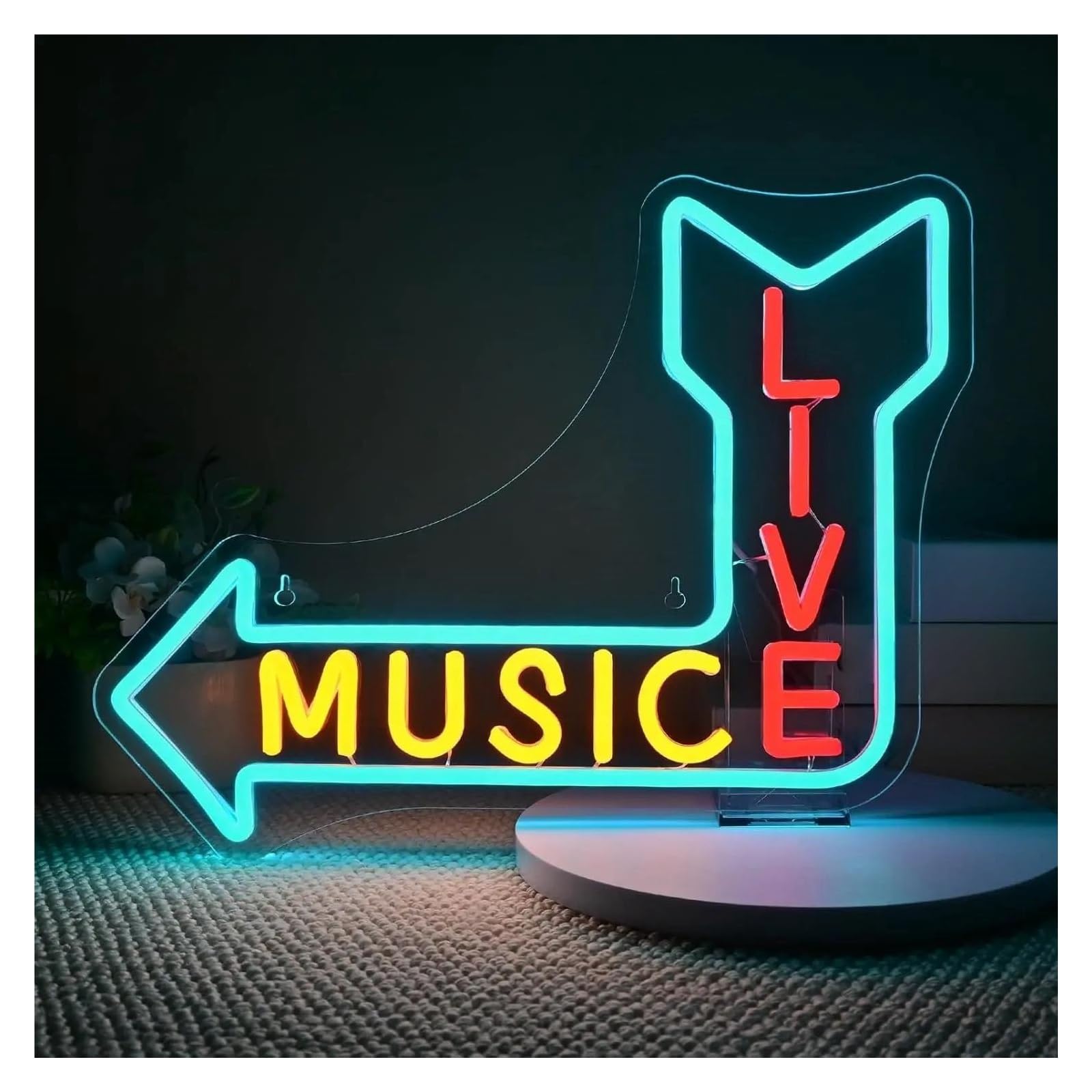 LEMST Signs Lamp Live Music Neon Signs USB Powered, Adjustable Brightness Music Studio Neon Lights Suitable for Bedroom Decor 29cmx41cm