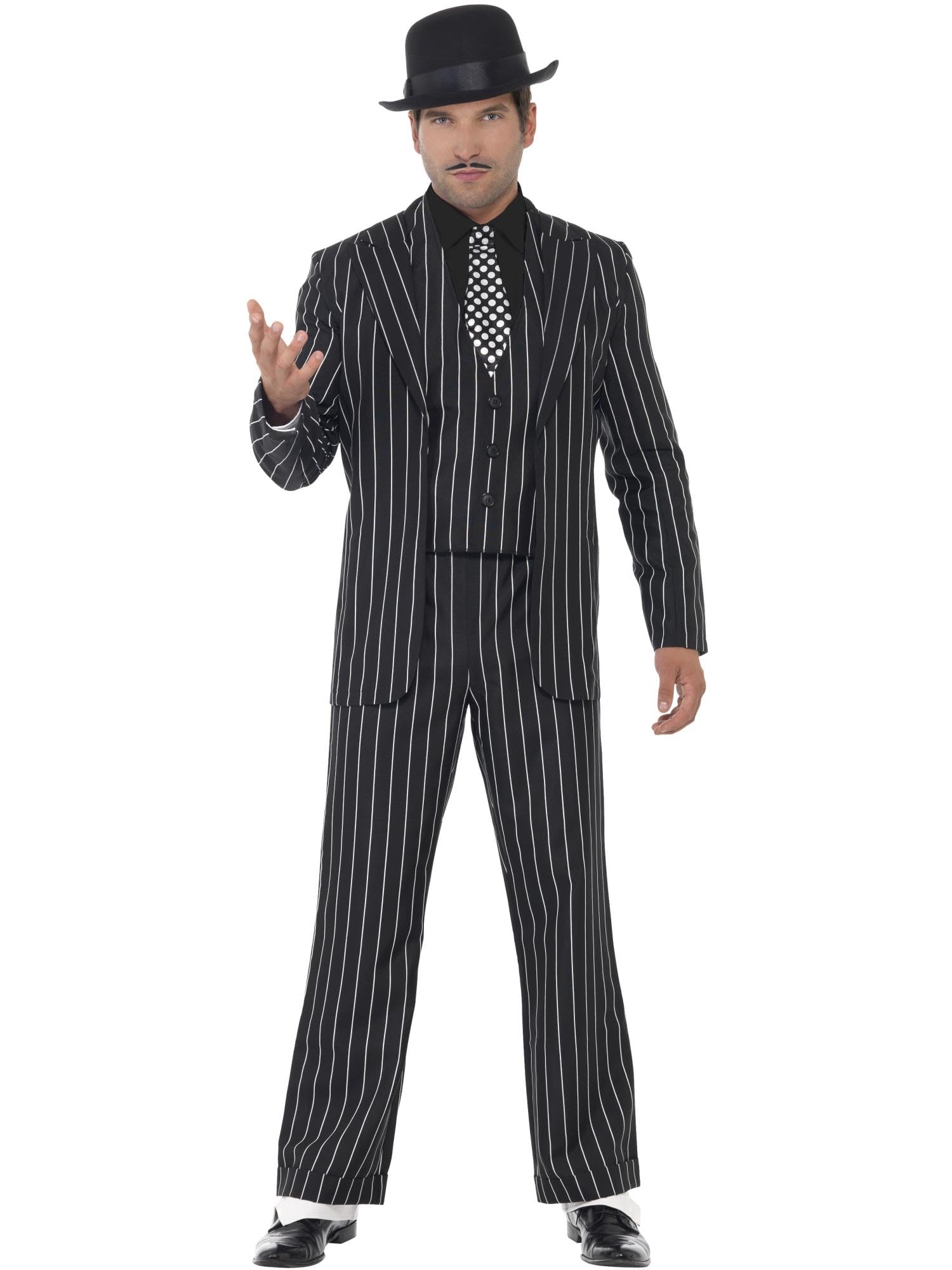 Smiffys Vintage Gangster Boss Costume, Black, M - Size 38-40