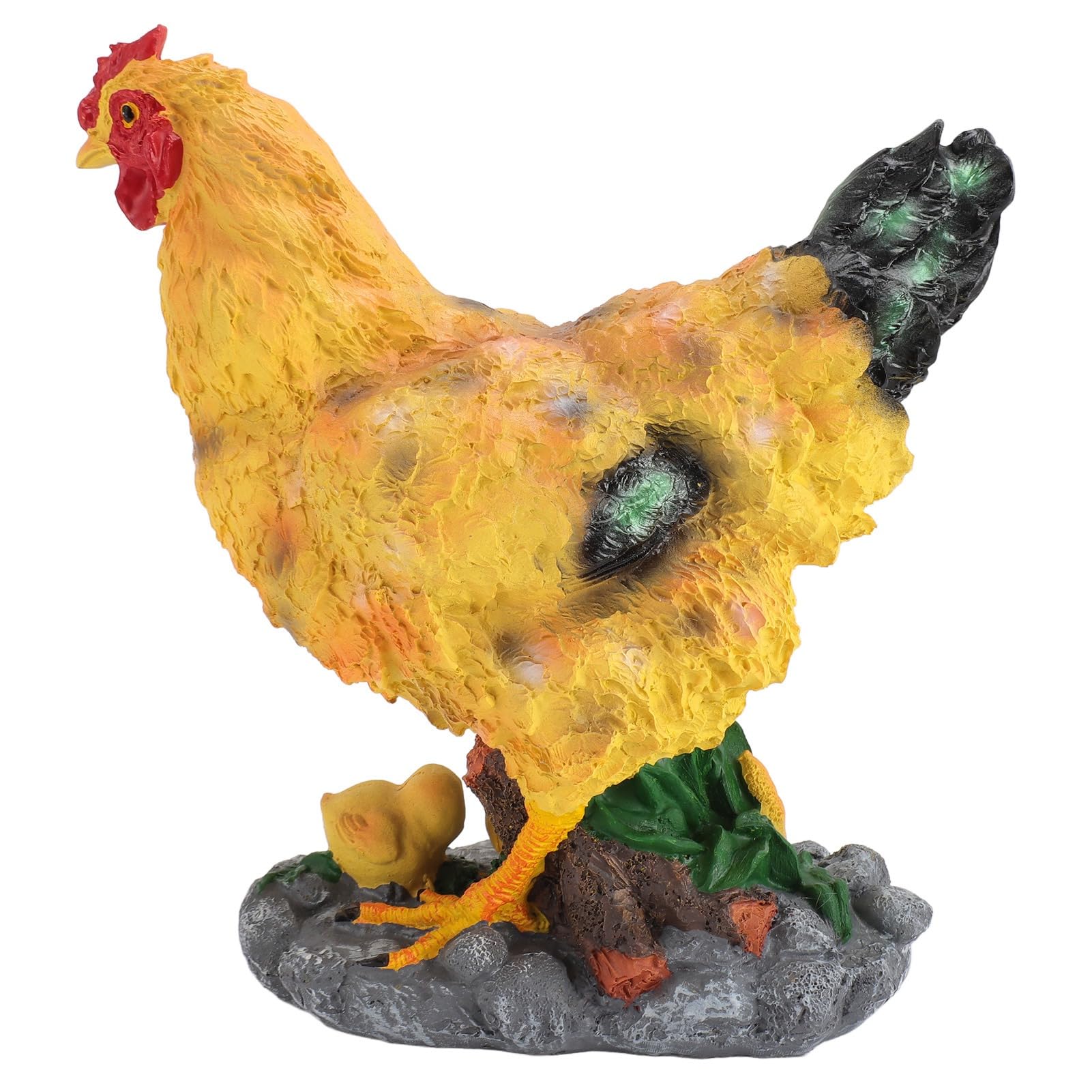 Statua di Gallina da Giardino con Pulcini Piccoli Sculture di Animali in Resina Decorazione Statua per Esterni, Figurine di Gallina Accessori da Giardino per Decorazioni da Scrivania Paesaggistiche Ma