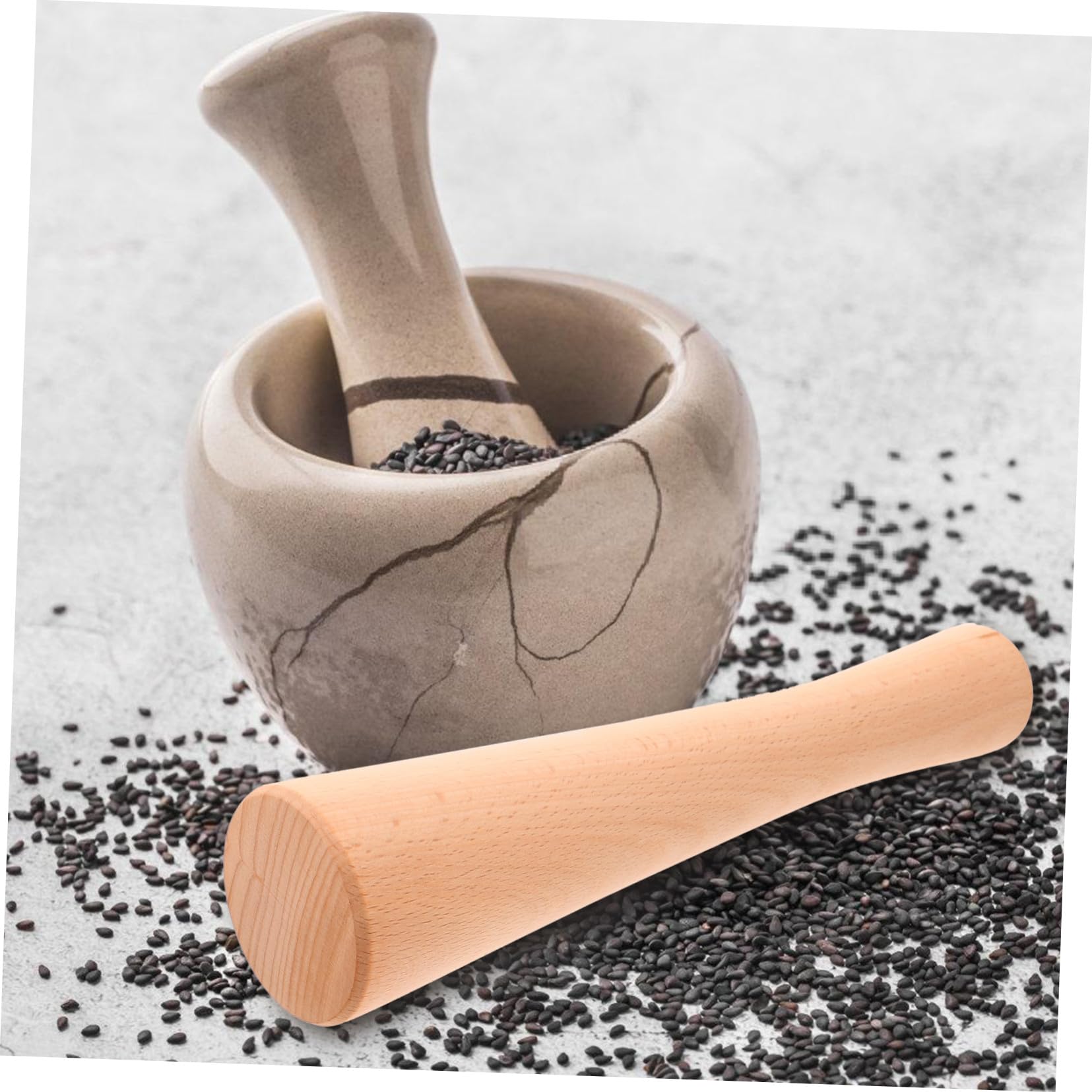 BESTYASH Pilon en bois ergonomique pour choucroute - Accessoire de fermentation stable avec poignée confortable - Presse-herbes durable pour légumes et fermentation des légumes à la maison