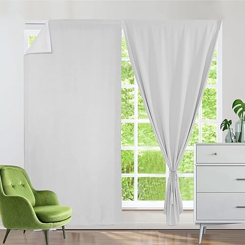 Cortinas opacas mágicas para ventana, cortinas autoadhesivas con aislamiento térmico, paneles de cortina autoadhesivos con alzapaños, color gris y