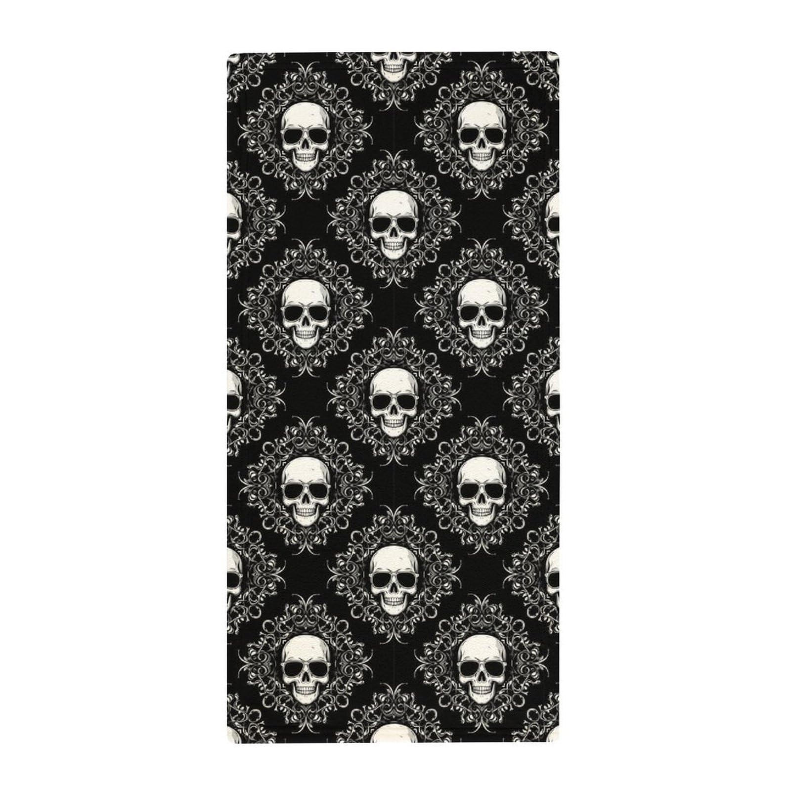 Anceky Luxury Gym Towels for Face & Body, Vintage Skulls Black Grey Art Absorbent Quick-Dry Towels, Spa & Yoga Approved