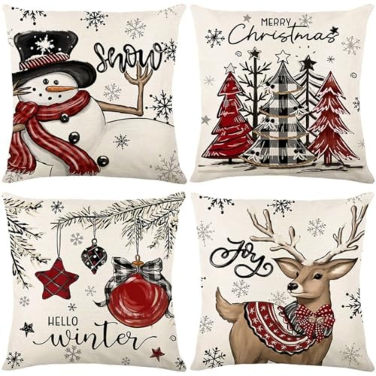 IJRXVTPZD 4pcs Polyester Pillow Cover Christmas Pillow Cover Christmas Decoration Without core 45 * 45cm