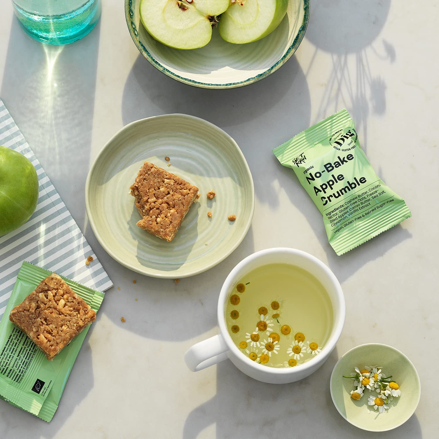 Dig Bio-Streuselkuchen Apfel – No-Bake Riegel mit Apfelgeschmack, Vegan & Glutenfrei, 12 x 35g