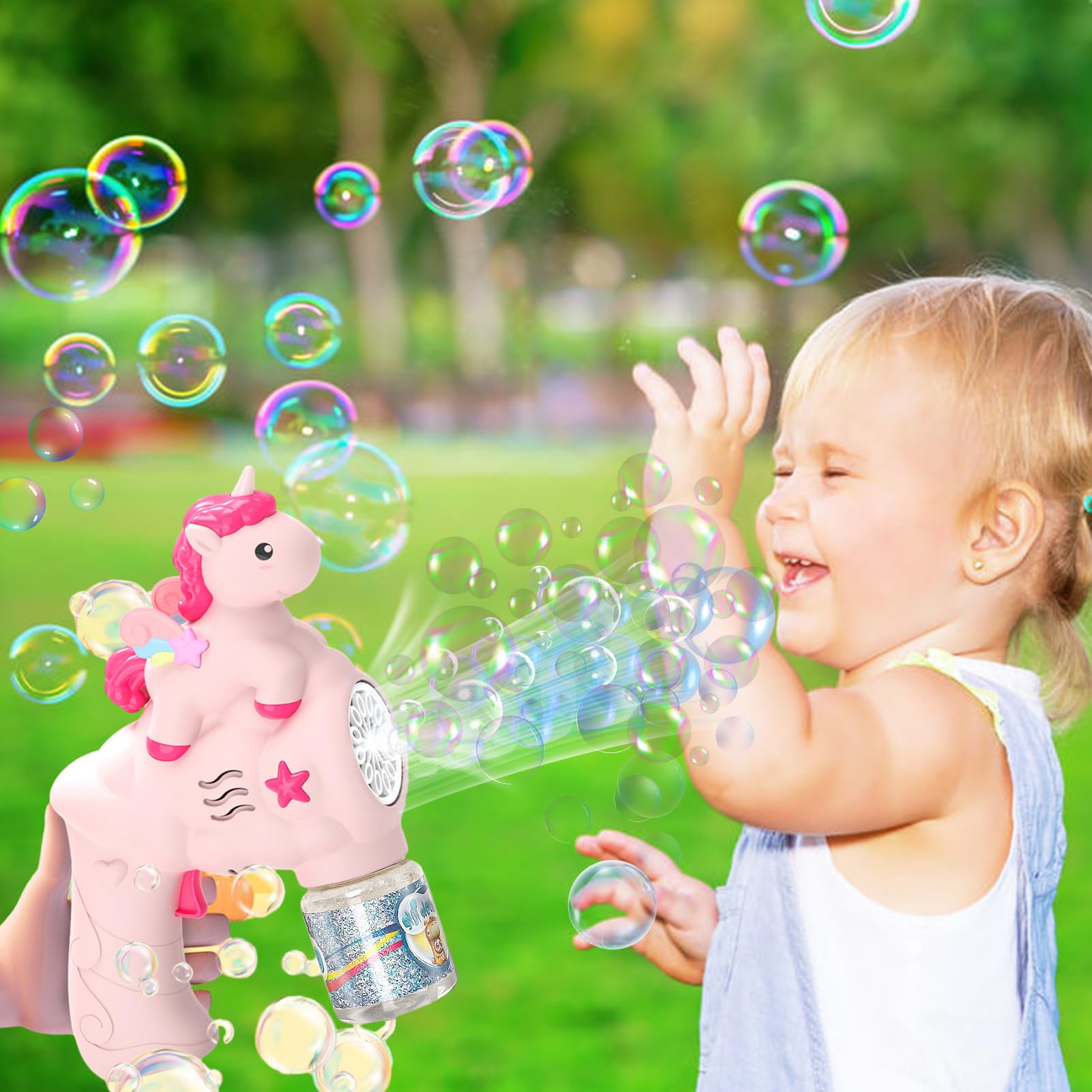 Pistola de Burbujas,Máquina de burbujasde Unicornio,Pistola Burbujas de jabon niños,Pistola de Burbujas automática,Máquina Automática Pompas de Jabón,para Niños,Adultos,Cumpleaños,Juguete de Verano