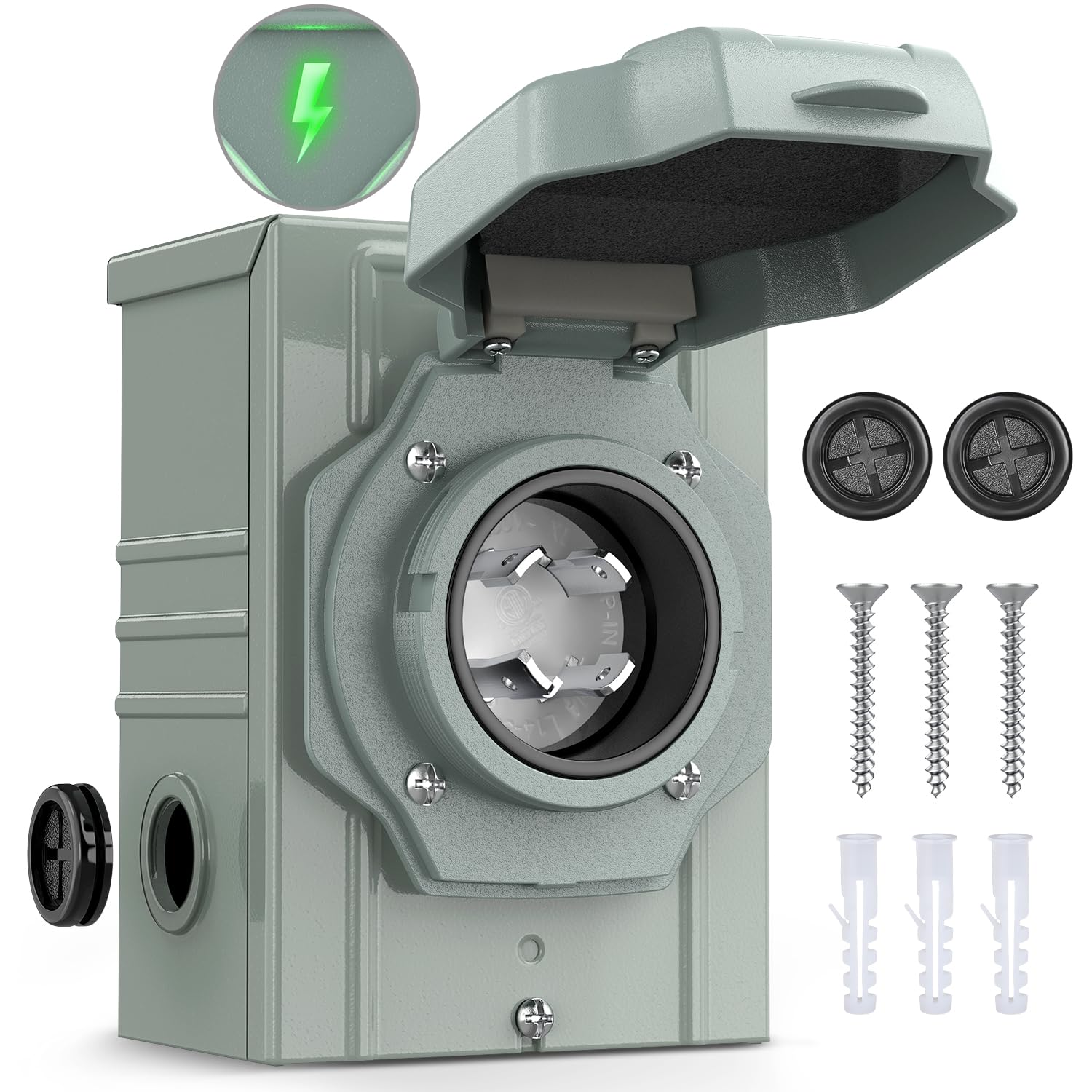 Nilight 30 Amp Generator Power Inlet Box 125/250V NEMA L14-30P Socket Boxes LED Indicator Pre Drilled ETL Listed Closed Lockable Waterproof RV Outdoor-image-23