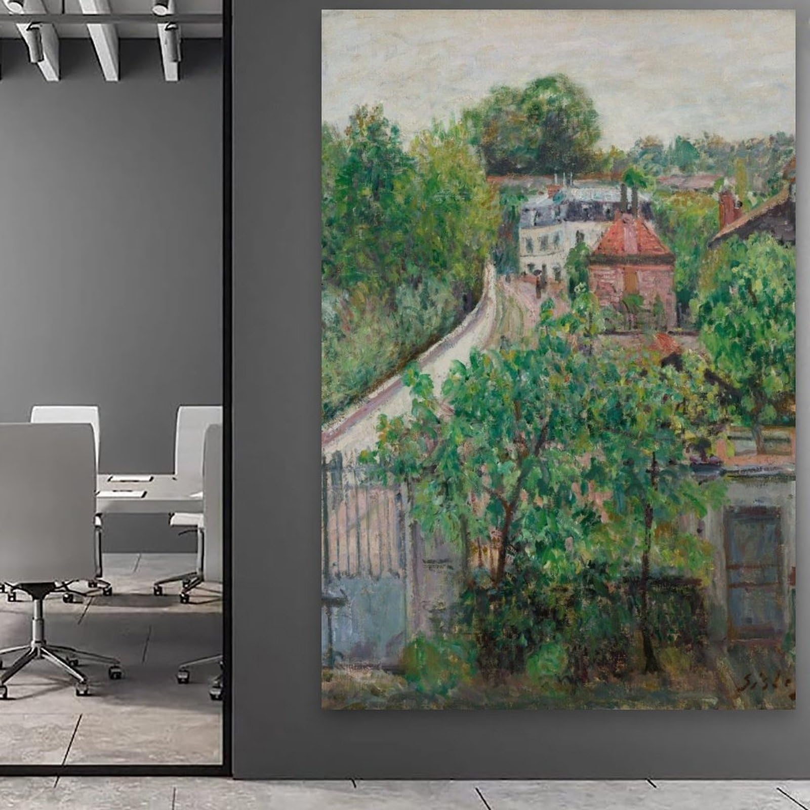 generisch View of Sèvres by Alfred Sisley- Impresiones en lienzo modernas, pinturas decorativas para habitación de niños o niñas, murales para sala de estar y pinturas con motivos navideños 30,5 x