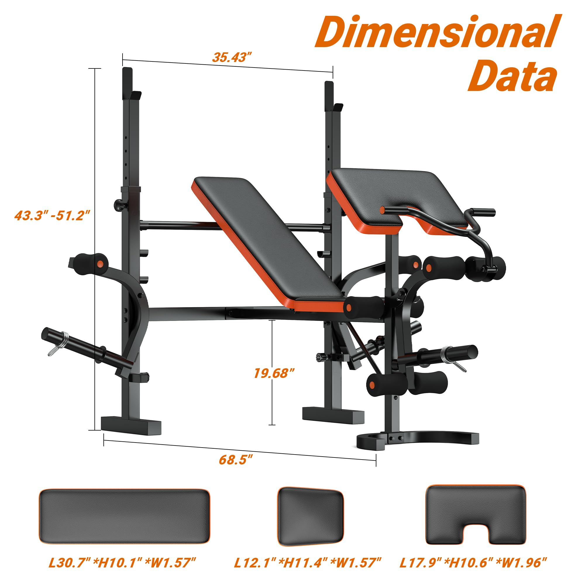 Weight Bench, 770LBS Bench Press Set with Leg Extension, 6 in 1 Olympic Weight Bench for Home Gym, Adjustable Workout Bench with Rack & Preacher Pad, Flat Incline Bench for Weight Lifting
