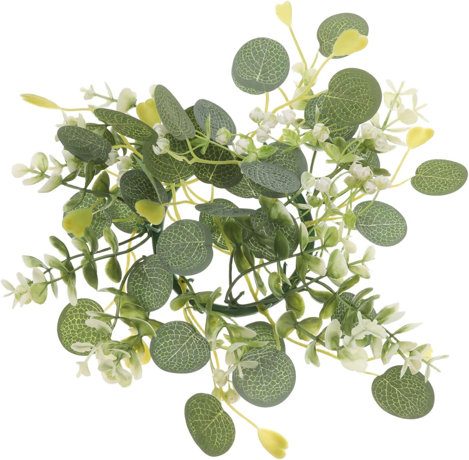 Luxshiny Flower Candle Ring Centerpiece Greenery Wreath for Wedding Decor Artificial Eucalyptus Wreath for Centerpiece and Home