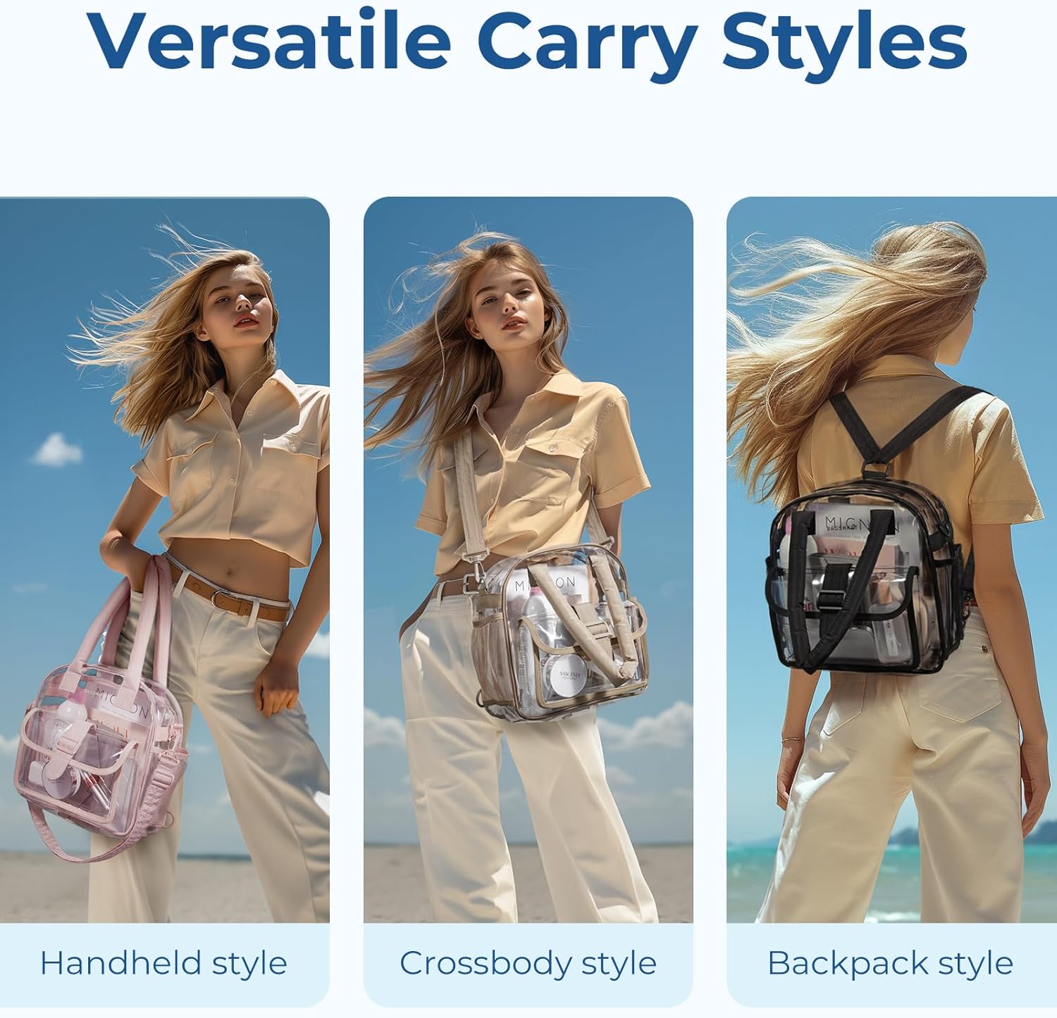 BAGSMART Clear Bag for Stadium Events 12 x 6 x12, Clear Crossbody Bag Tote Bag for Women for Travel, Festival - Image 2