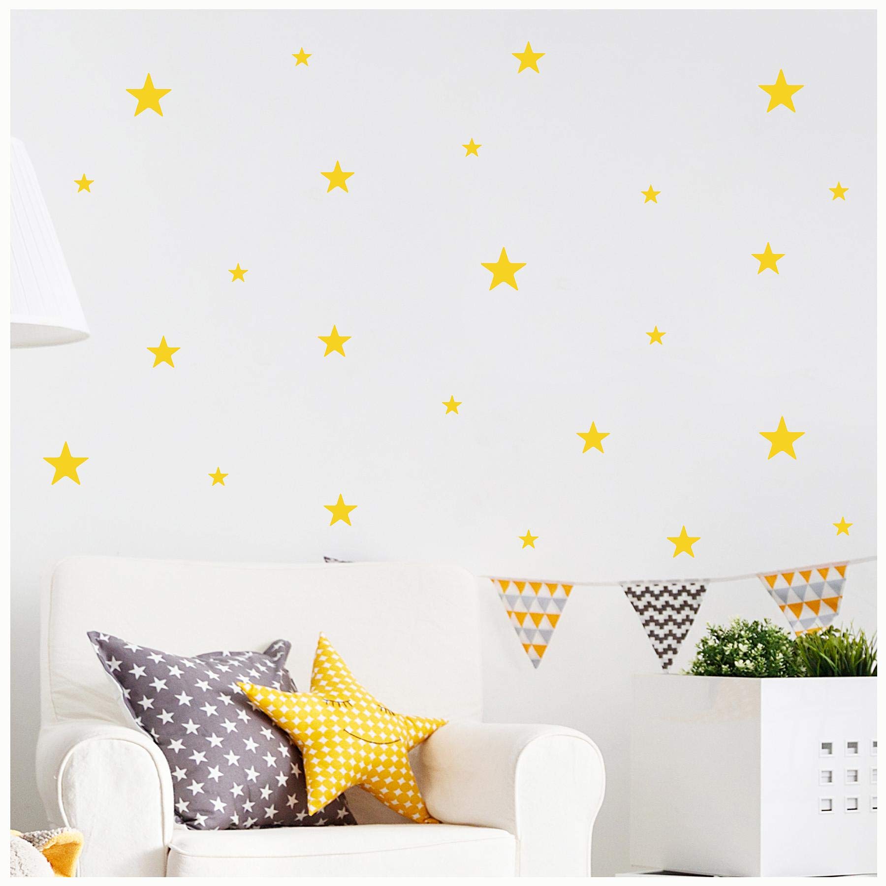 Stars assorted self adhesive wall pattern stickers (set of 108, Yellow)
