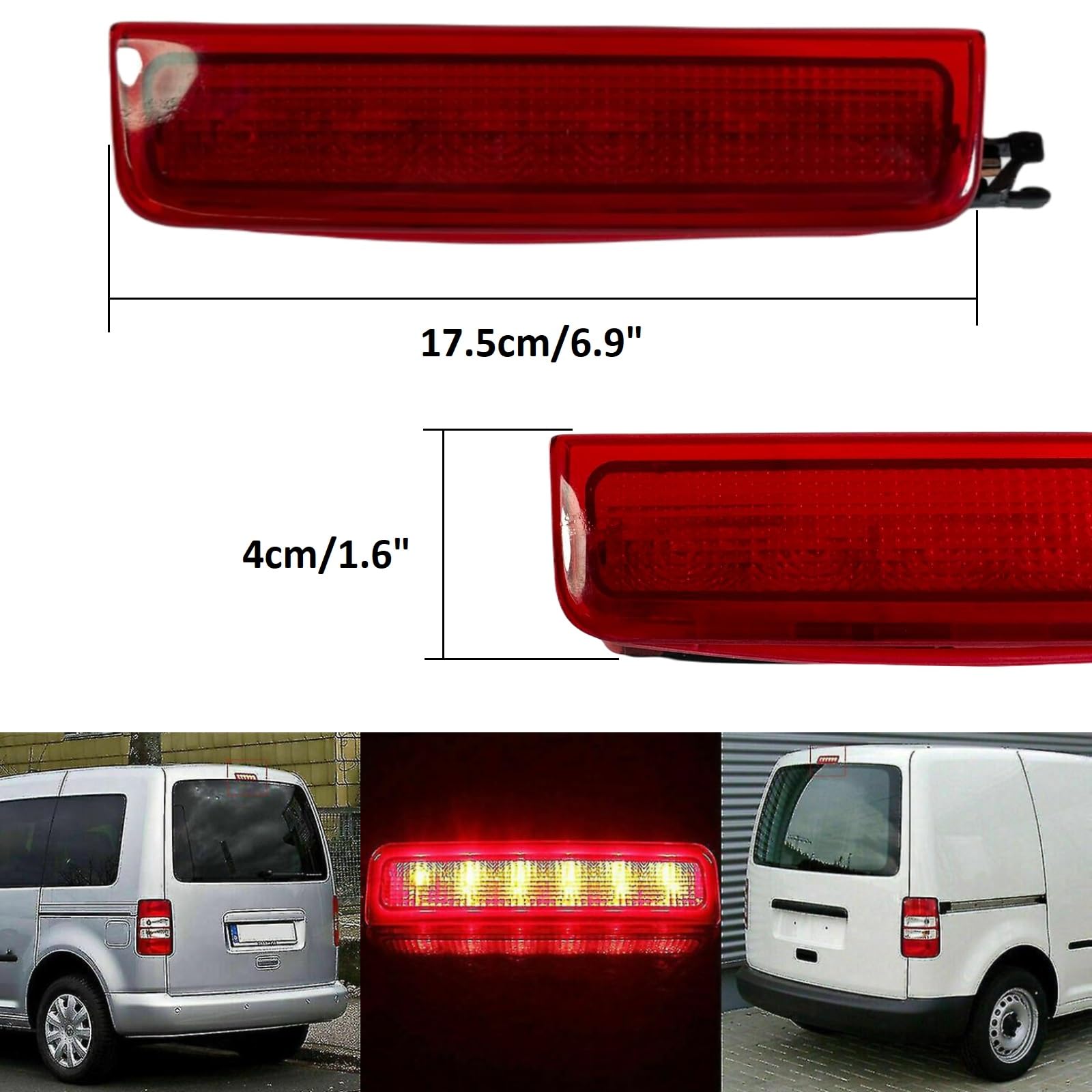 Terza Luce Freno Posteriore Per VW Caddy Mk3 2004-2015 - Lenti Fum&eacute; Nere