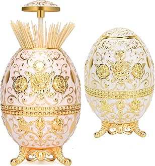 K COOL Gorgeous Automatic Toothpick Holder with Bottle Opener, Hand Press Retractable Retro Toothpick Dispenser Toothpicks Case Can Box Container for Kitchen Home Restaurant (Jade White-Gold Rose)