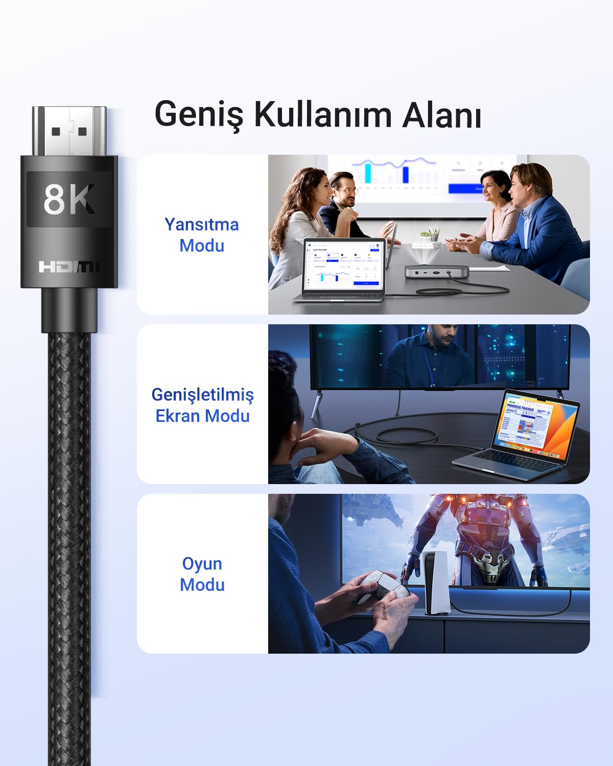 UGREEN 8K HDMI Görüntü Aktarma Kablosu, 1,5 Metre, 40179