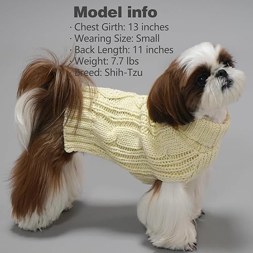 Miniatura 8 de KYEESE Suéteres para perros pequeños con hilo dorado, cuello alto, suéter de punto trenzado para perro para clima frío, morado, talla S