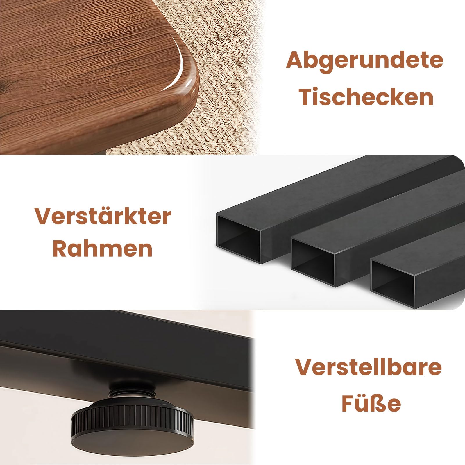 Couchtisch Rechteckig mit Stauraum, 120cm Wohnzimmertisch Sofatisch, Braun