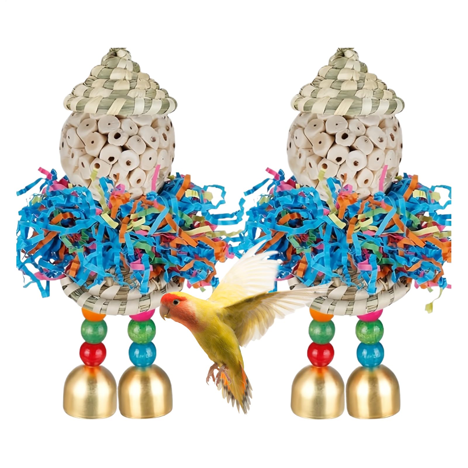 Foraging Toys for Birds, Parakeet Chew Toys | Foraging Chewable Ball for Parrot Exercise Enrichment Play Cage Macaw Finch Cockatiel Canary