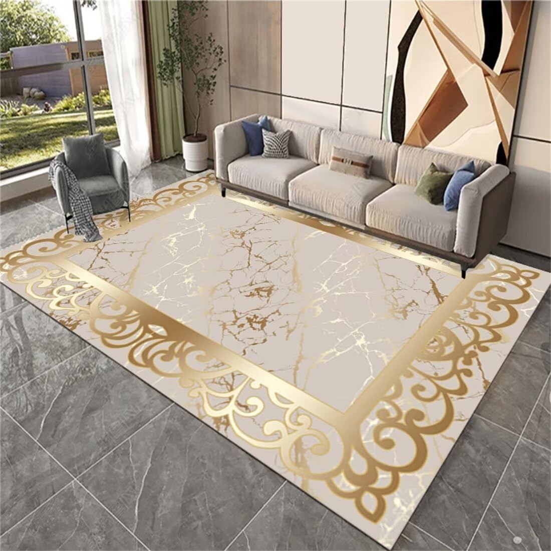 Tapis de jeu pour bébé pliable 120X200CM, grand tapis de sol antidérapant marbre