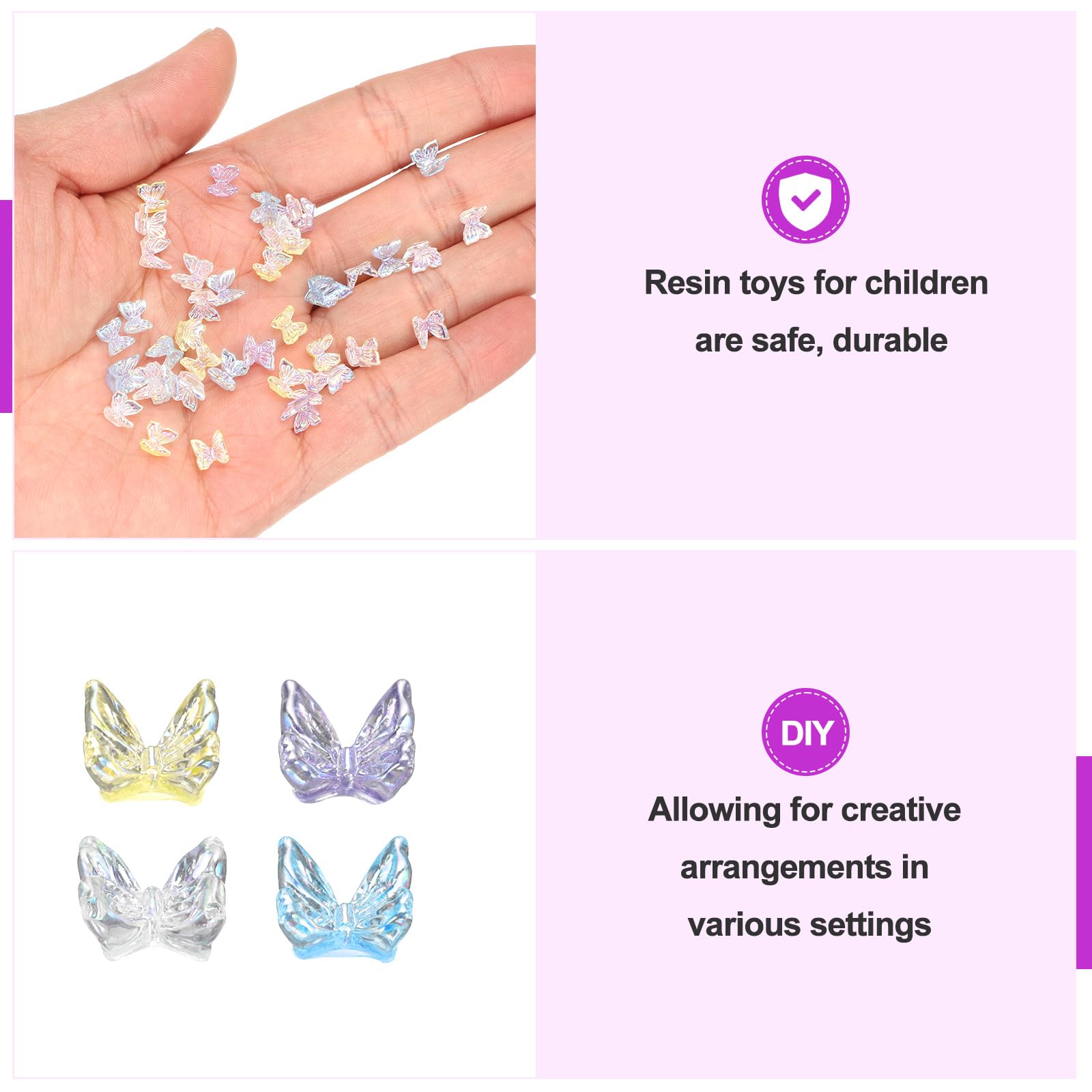 CoCud Mini Resin Butterflies, 6mm Length, Resin Miniature Dollhouse Accessories Multi-Colored - Image 4