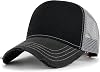 ililily Solid Color Vintage Distressed Mesh Blank Trucker Hat Baseball Cap