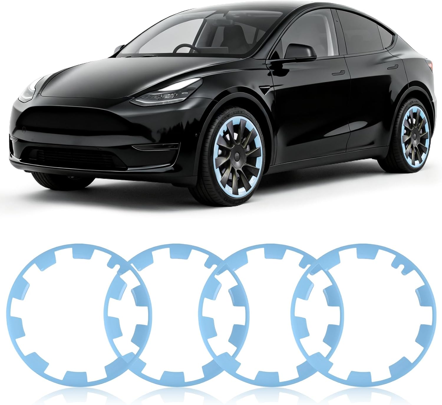 Wheel Rim Protect for Tesla Model Y 20" (2020-2024), Easy-Install Hubcaps Induction Wheel Cover, Scratch-Resistant Car Tire Trim Rings, Stylish Giftable, Glacier Blue 4Pcs Model Y Accessories Compatible with Tesla Model Y 20 Inch Glacier Blue- 4Packs