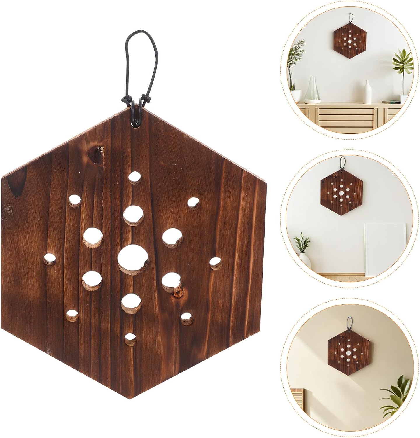 Wooden Fern Mounting Board 2pcs Hexagonal Vertical Plant Wall Display Hanging Plant Holder for Indoor Succulent and Flower Garden