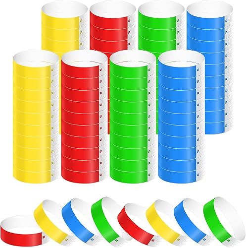 800 pulseras de neón para eventos, pulseras de papel de colores impermeables, pulseras de identificación para fiestas, eventos, conciertos, clubes