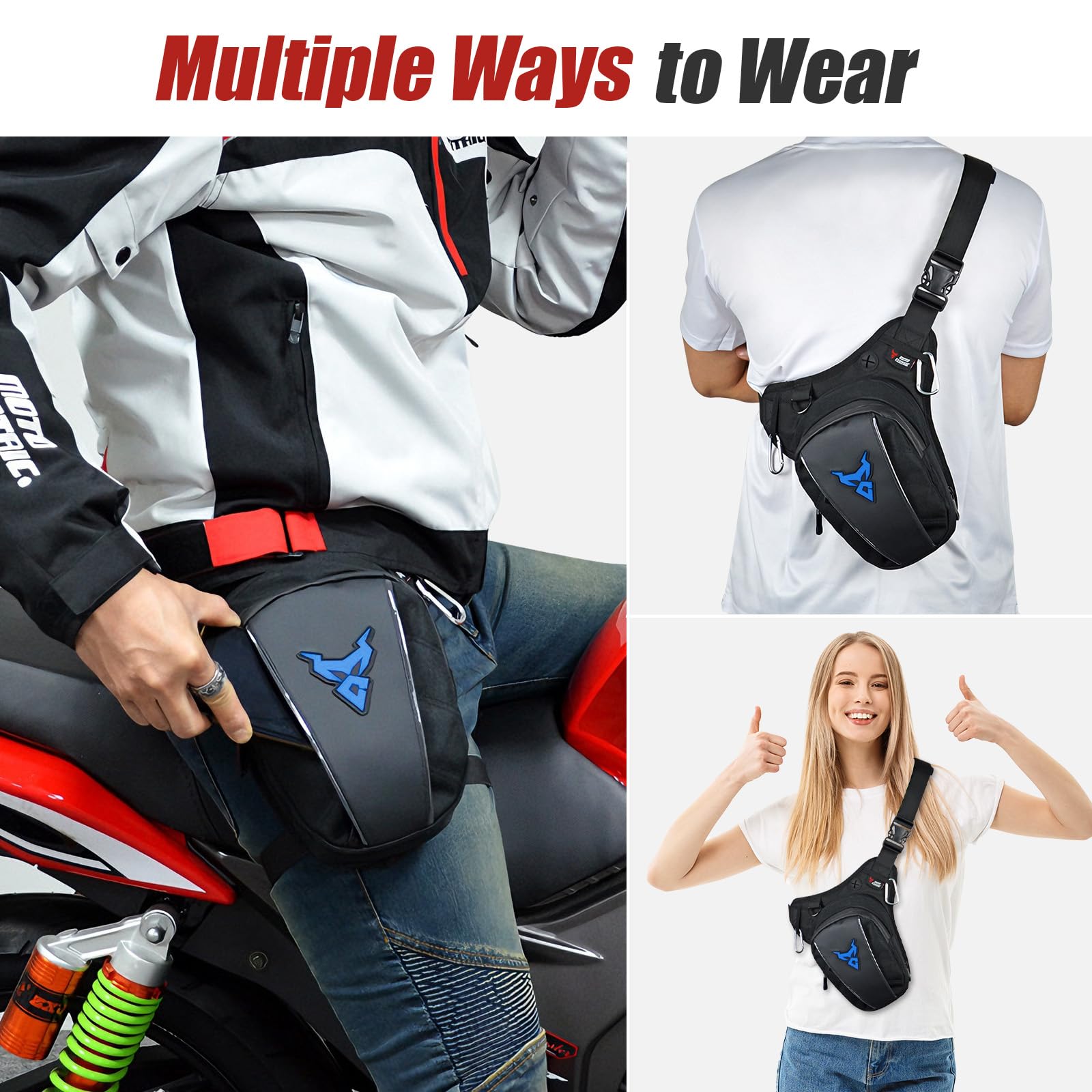 Bolsa de cintura para motocicleta para hombre, riñonera Oxford de gran capacidad para motocicleta, bolsa multifuncional con múltiples bolsillos para senderismo y escalada, Azul
