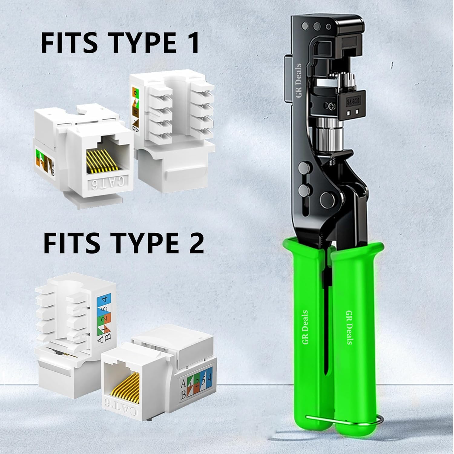 GR Deals 90° Angled Speed Termination Keystone Tool - Time Saver Network Punch Down Tool - To Be Used ONLY with 90° Angled RJ45 Cat5e, Cat6a and Cat6 Keystone Jacks.(GR-760B)(Green) 1