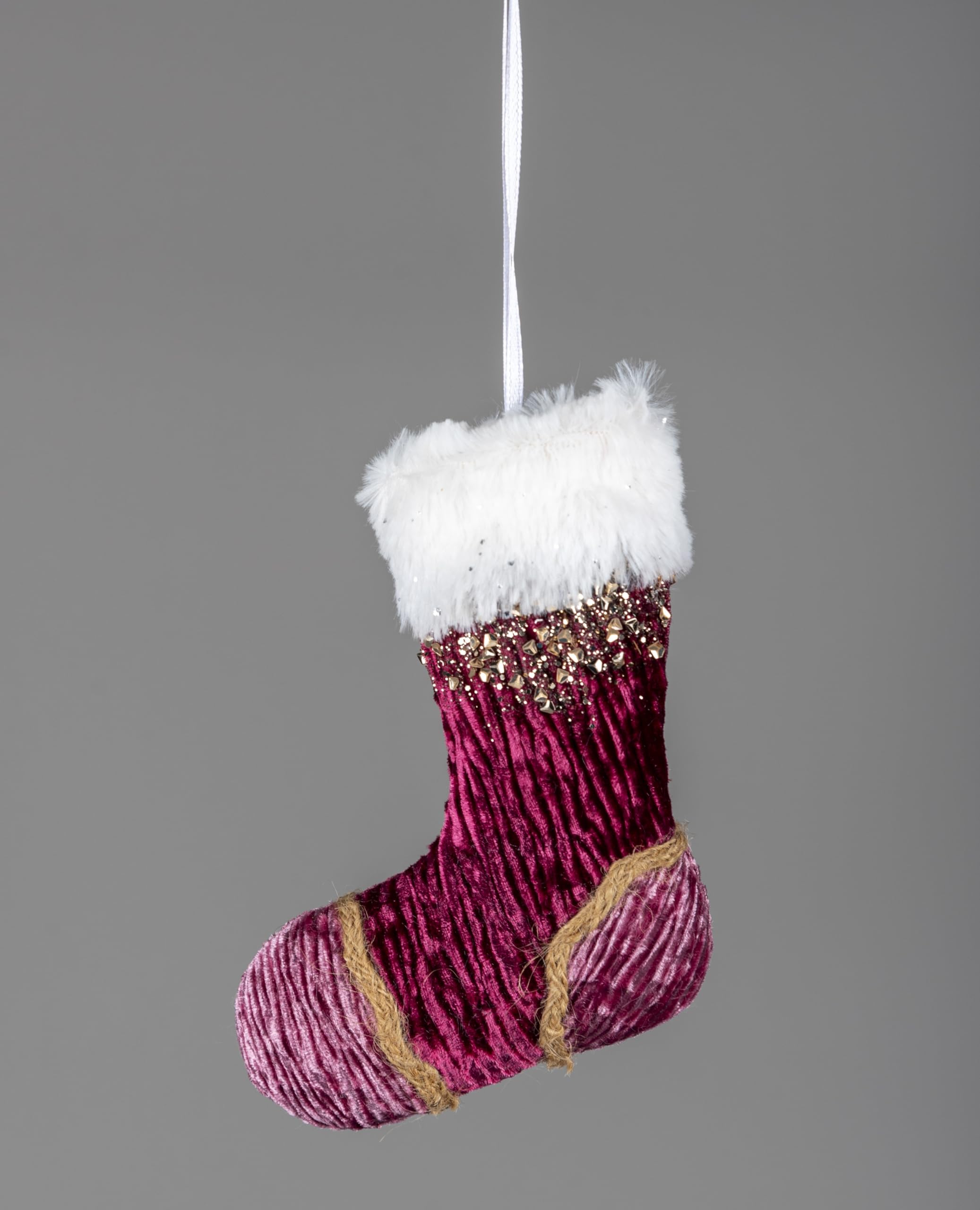 Pink Burgundy Mini Santa Stocking 15cm - Image 2