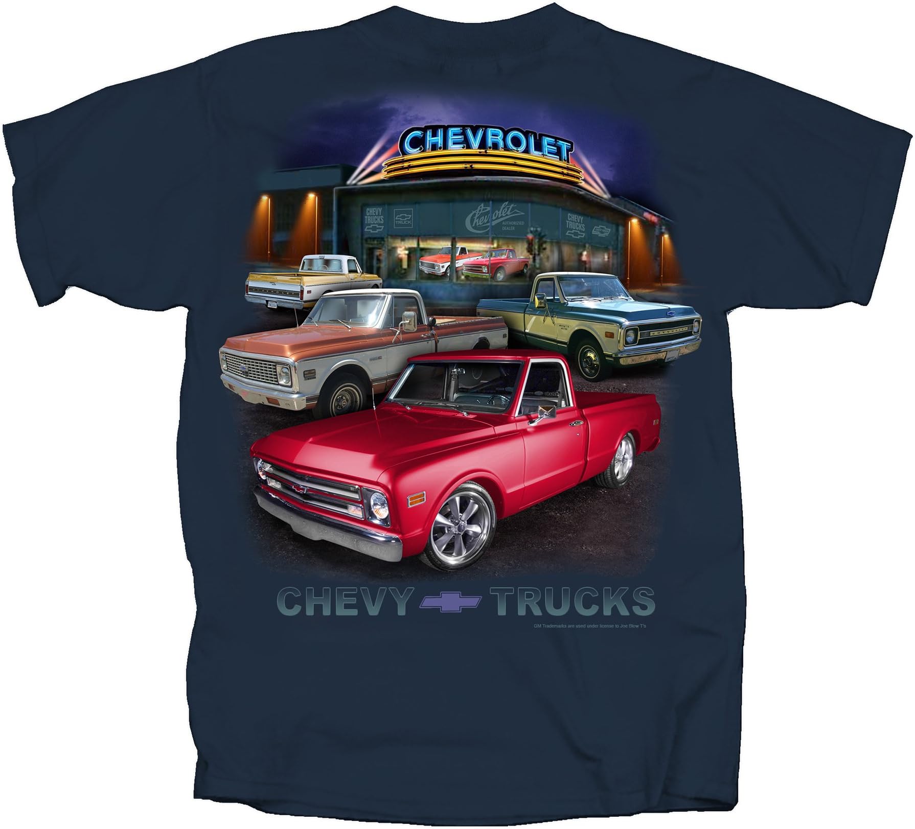 1967 to 1972 Chevy Pickup Trucks T-Shirt 100% Cotton Preshrunk - Blue Dusk