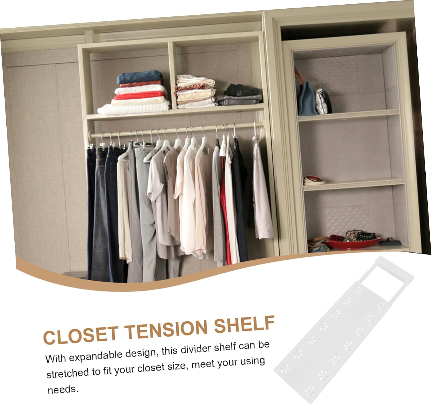 Practical Tension Shelf Expandable Closet Shelf Wardrobe Tension Plastic Storage Rack