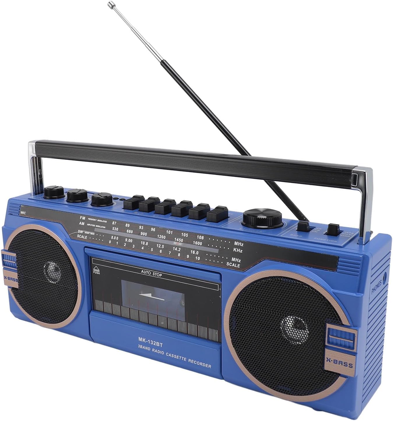 SUNGOOYUE Retro Bluetooth Cassette Player, Vintage AM FM SW Radio Tape Recorder with Built in Stereo Speakers USB Port 3.5mm Aux Headphone Jack, for Wireless Streaming MP3 Convers (US Plug)
