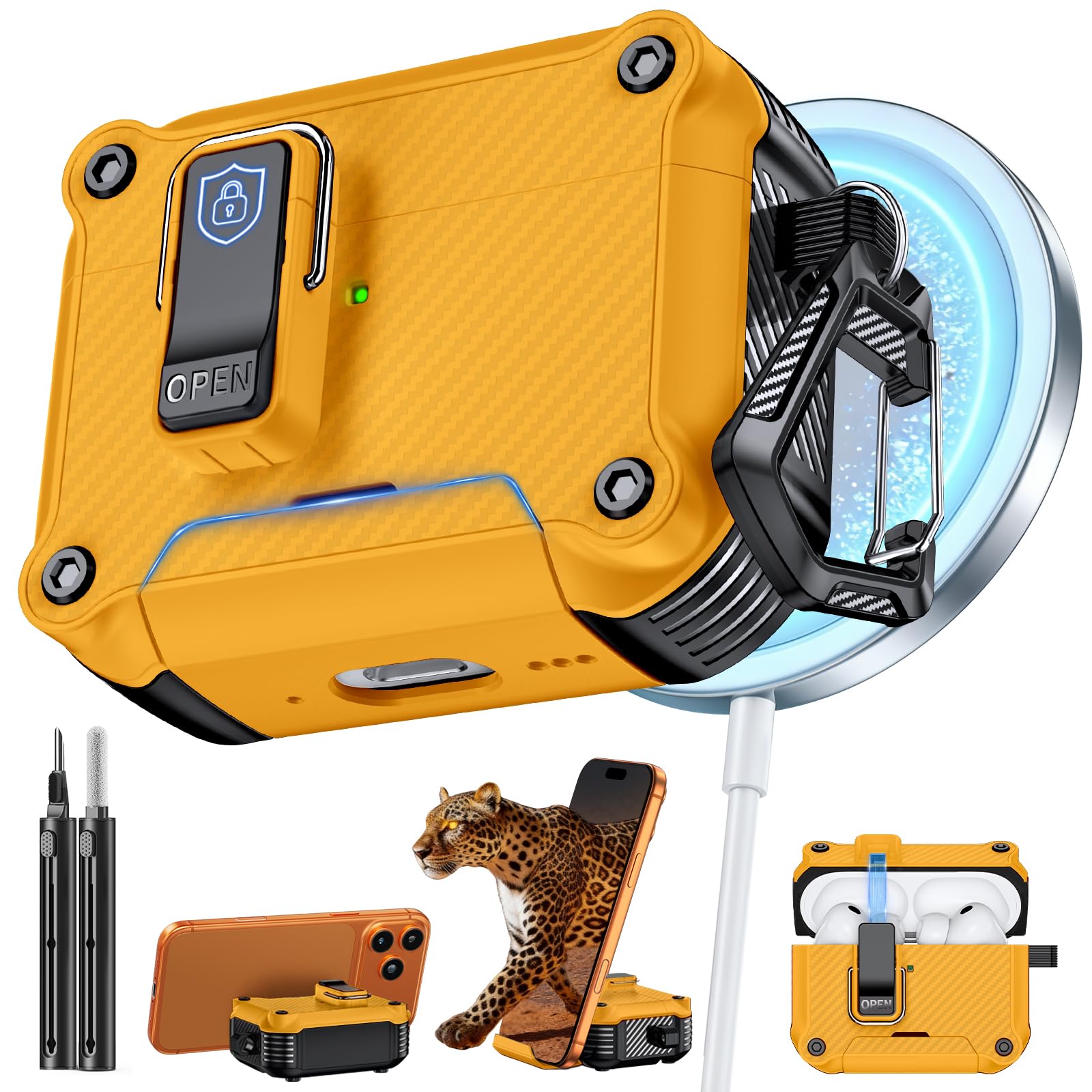 Inesore for AirPods Pro 3 Case with Secure Lock (Yellow)