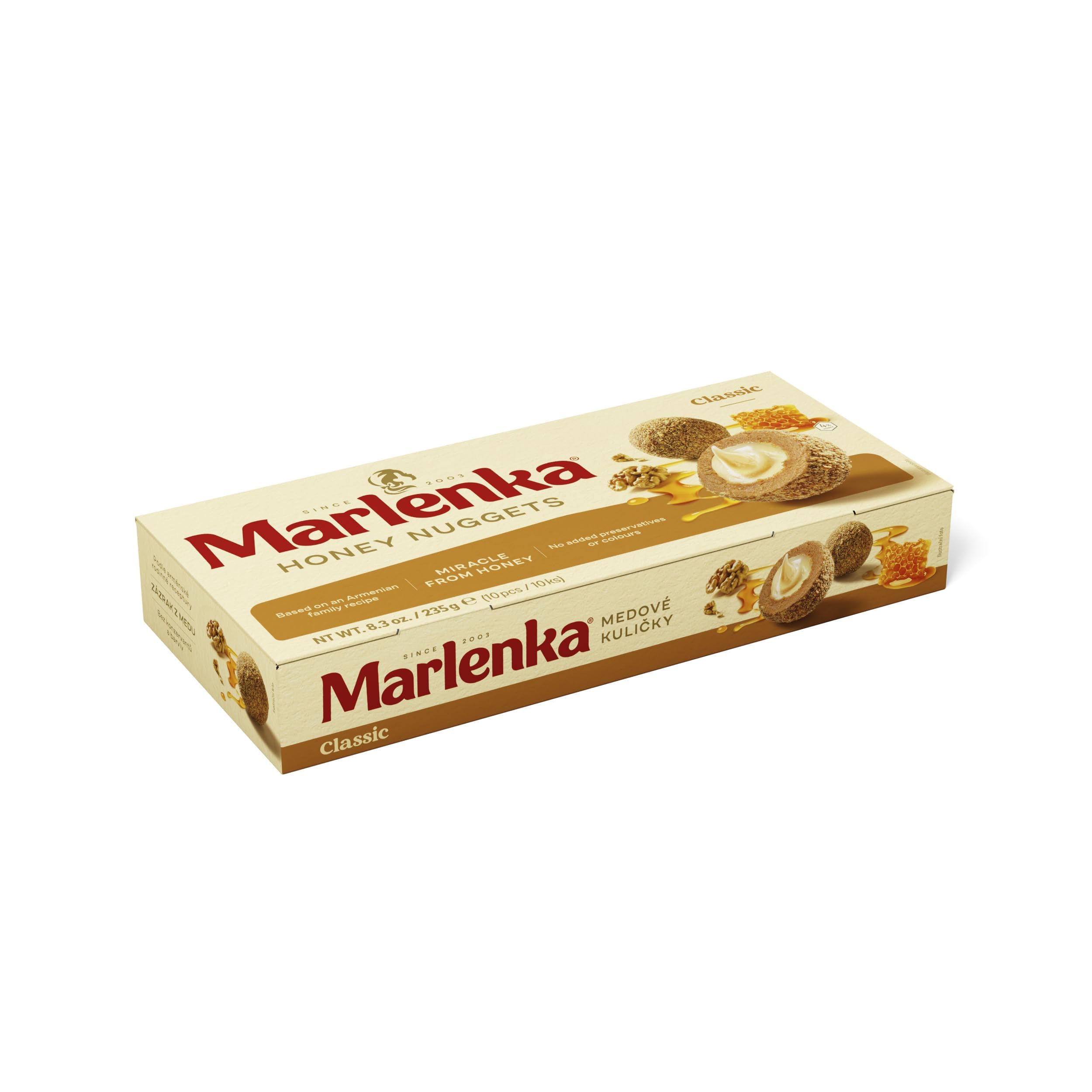 Marlenka Honigkugeln 3 + 1 Pack Mix | Delicious Honey Nuggets | Gebäckkugeln mit Honig | 4 x 10 Bälle | 4 x 235g | Süßigkeiten Großpackungen | Süssigkeiten schmecken ähnlich wie Marlenka Kuchen