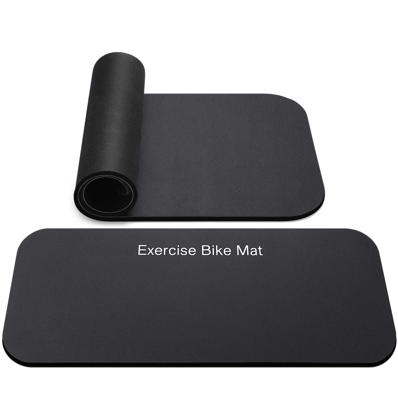 TOBWOLF 2PCS Exercise Bike Mat Floor Protector, 6MM Thickened to Protect Hardwood & Carpet Floors for Peloton Bike, Rowing Machine, Vibration Absorbing Exercise Equipment Mat for Home Gym Use