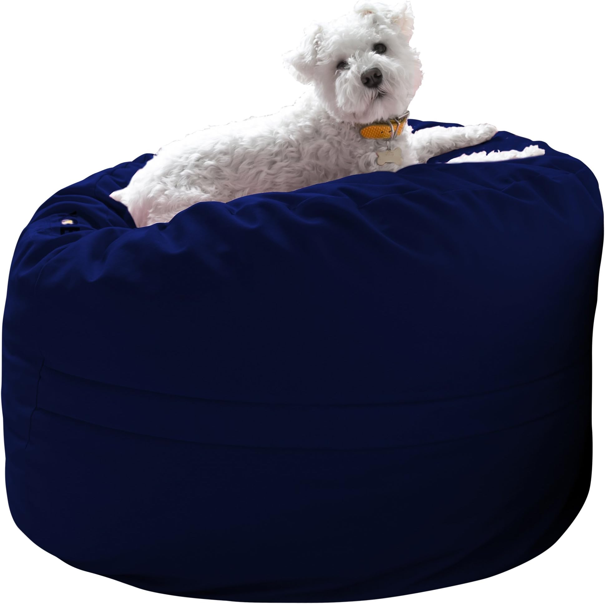 3-Foot Foam-Filled Bean Bag Chair in Twill, Navy Blue