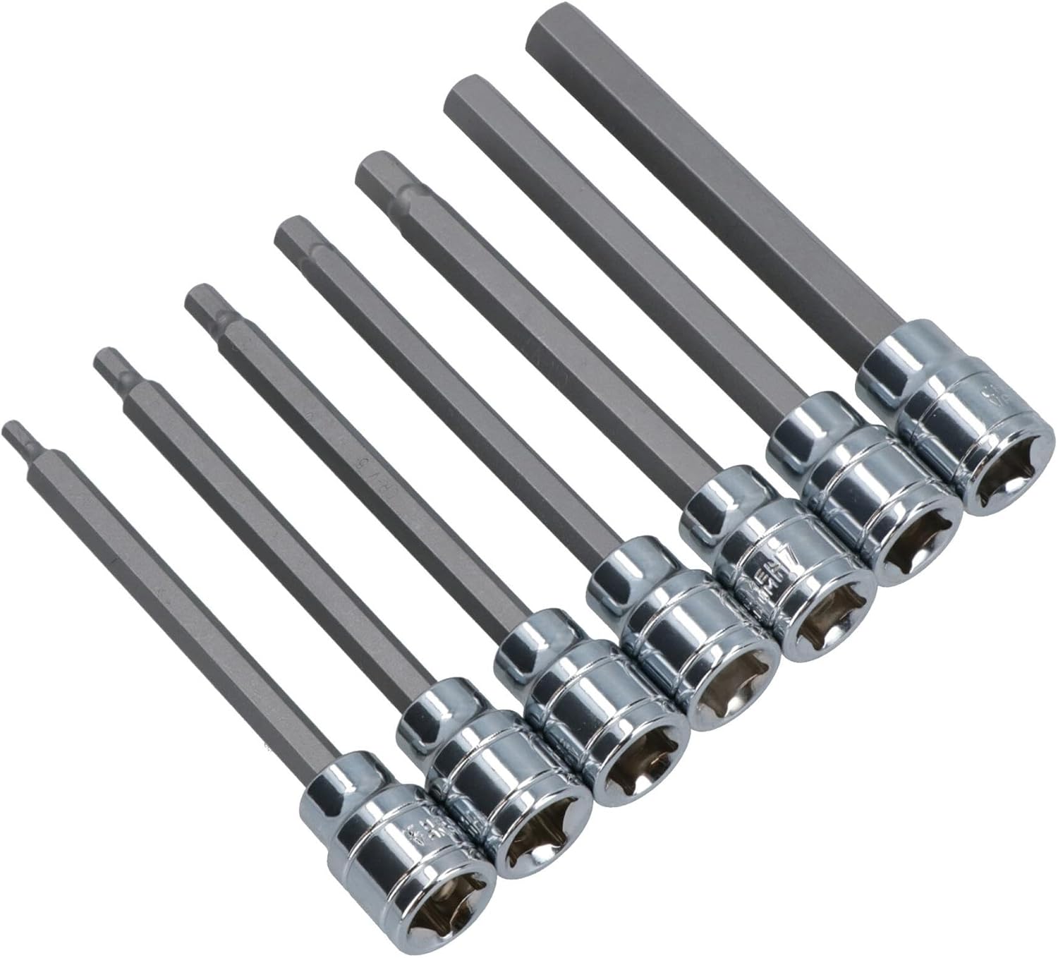 Metric MM Long Allen Hex Key Sockets 3mm – 10mm 7pc Set 3/8” Drive