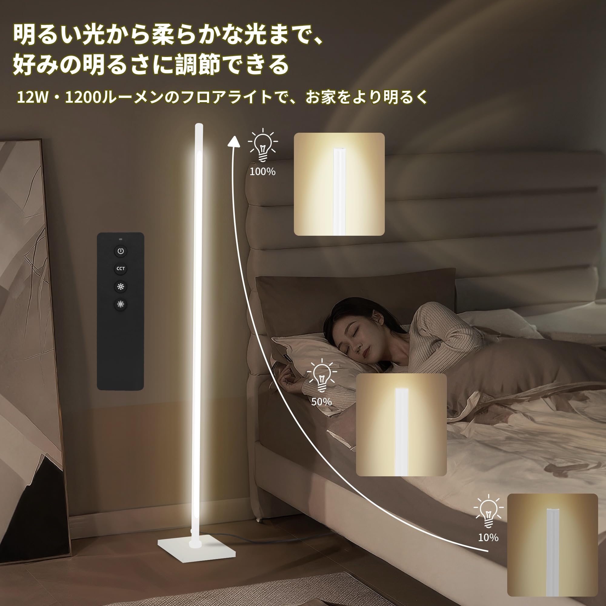 Wio Mio LED 無段階調光調色 3色温度調光 リモコン付きフロアランプ Amazon.co.jp : Wio Mio LED 無段階調光調色 3色温度調光 リモコン付き