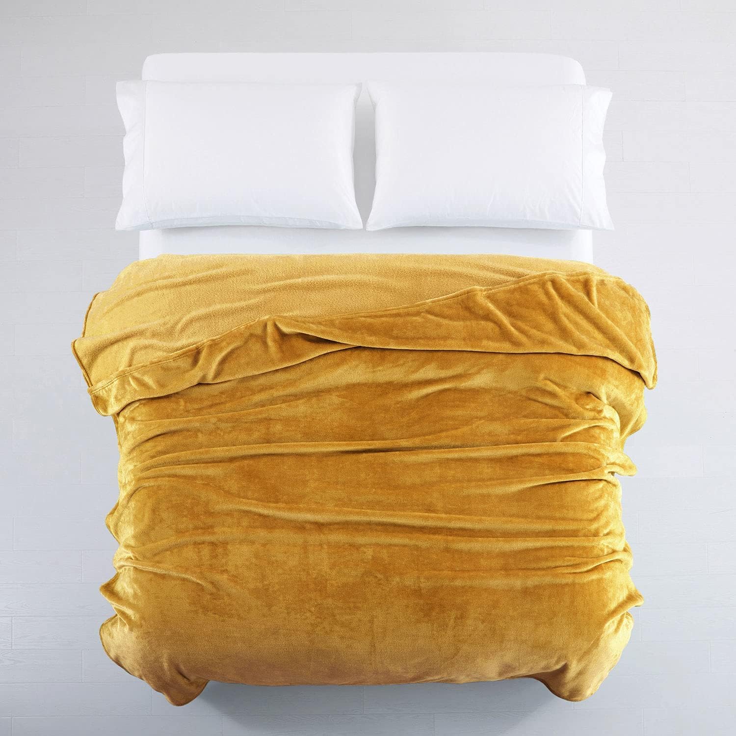 AMEHA Soft Fleece Blanket for Couch Throws for Adults Extra Large Throws for Sofas Fluffy Blanket for Bed Settees, Fit All Season, King Size,Yellow 230cm X 270cm