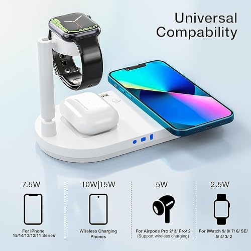 Miniatura 2 de Estación de carga portátil 4 en 1 para productos Apple, soporte inalámbrico de carga rápida con lámpara de noche compatible con iPhone 1514131211,