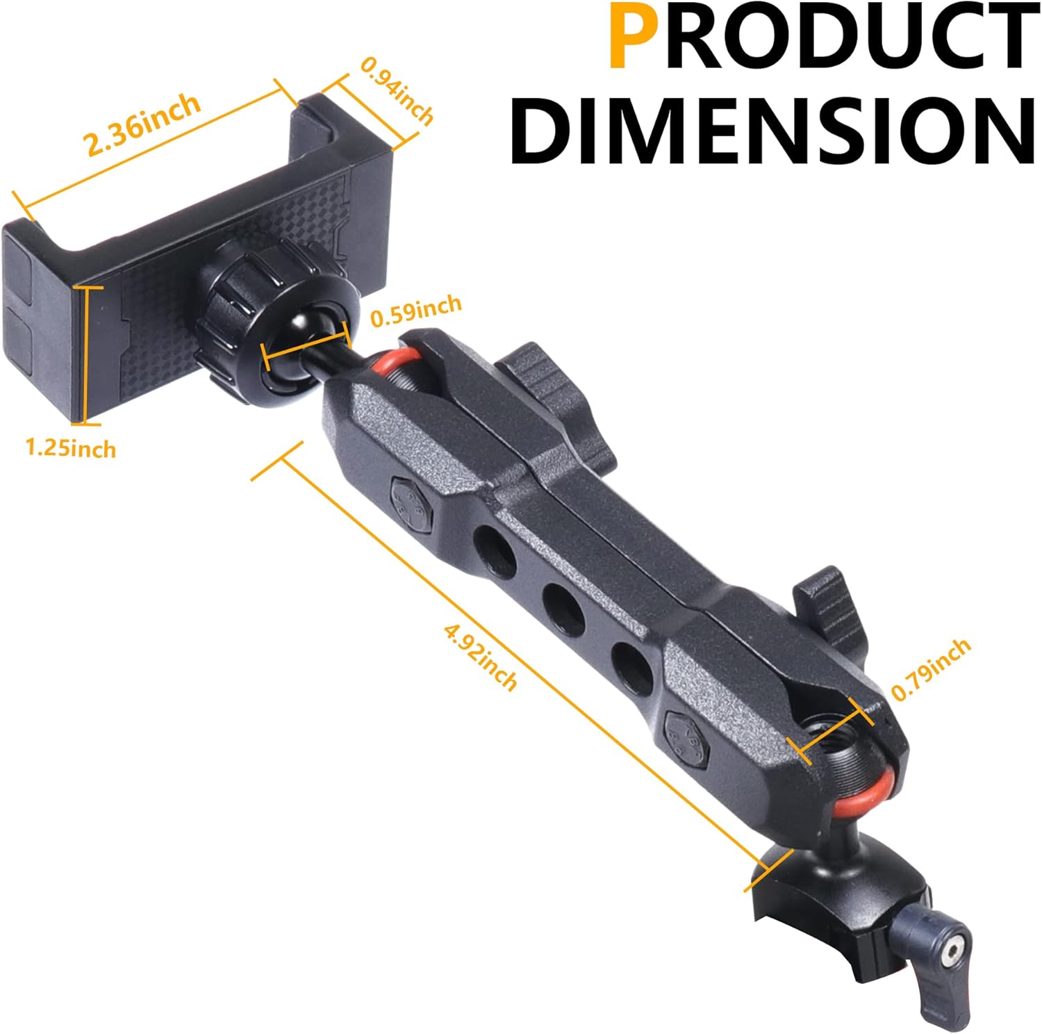 Dash Mount Phone Holder Compatible with 2012-2023 Jeep Wrangler JK JL Gladiator JT 2021 2022 2023 2024 2025 New Ford Bronco 2/4 Door, ONLY Phone Part Which Mounts on All Picatinny Rail