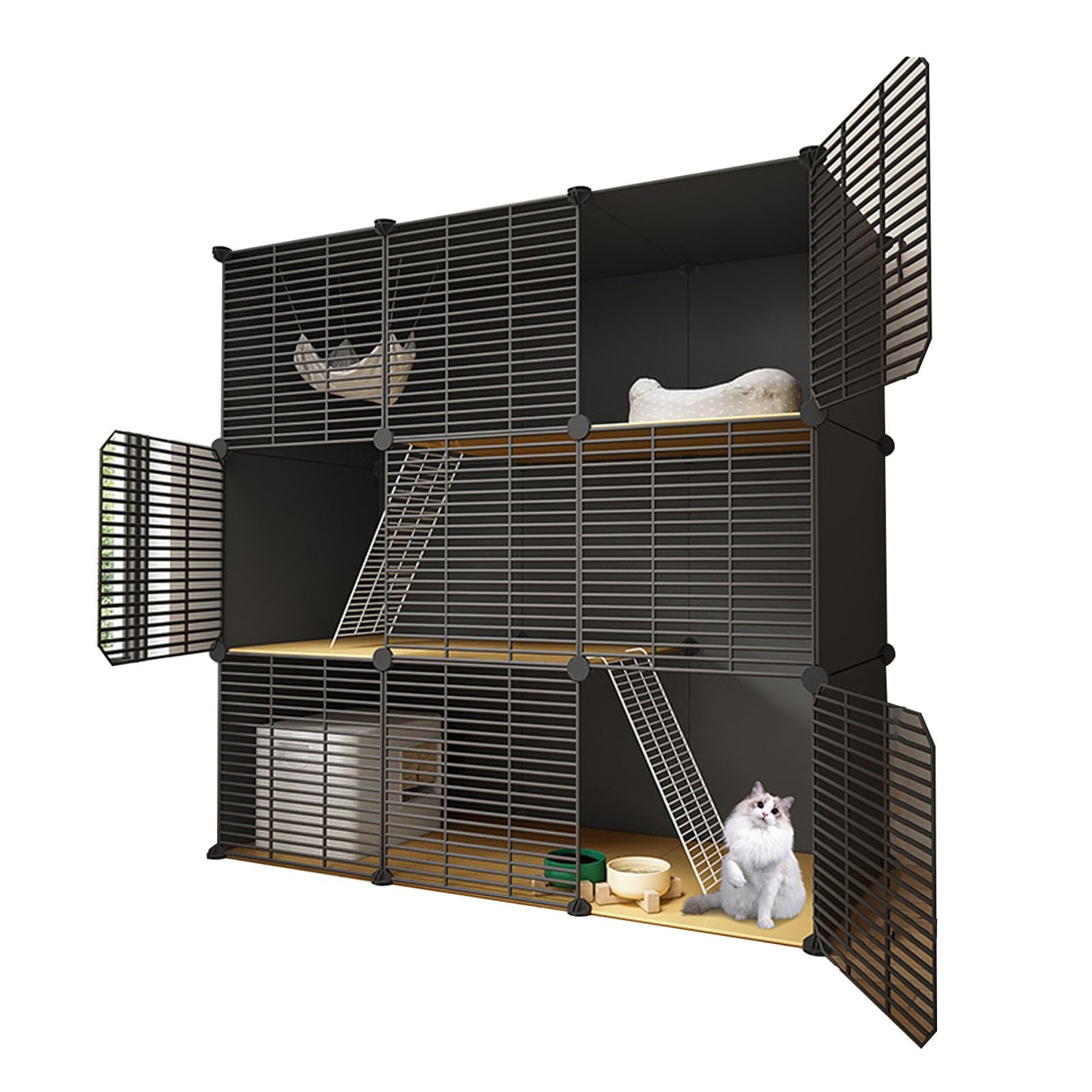 Cage pour chat intérieur amovible grand parc de jeu pour 1-3 chats