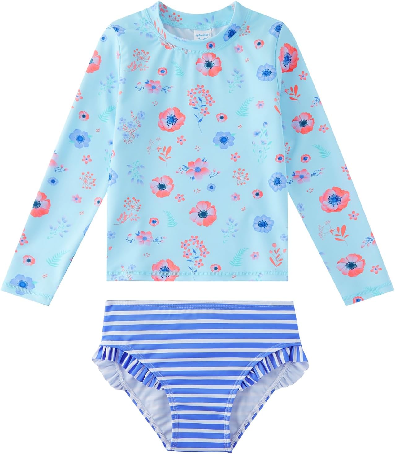 upandfast Girls Rash Guard Set 2 Piece UPF 50+ Long Sleeve Bikini Swimsuit