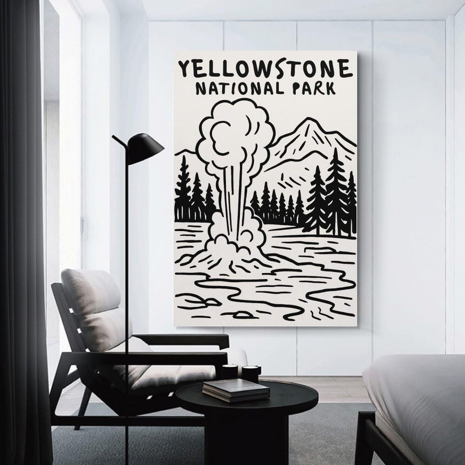 Junmoney Decorative Canvas Print Yellowstone National Park Geyser, 08x12inch(20x30cm), for Office, Study Or Home Workspace, Decorative Artwork for Productive Spaces