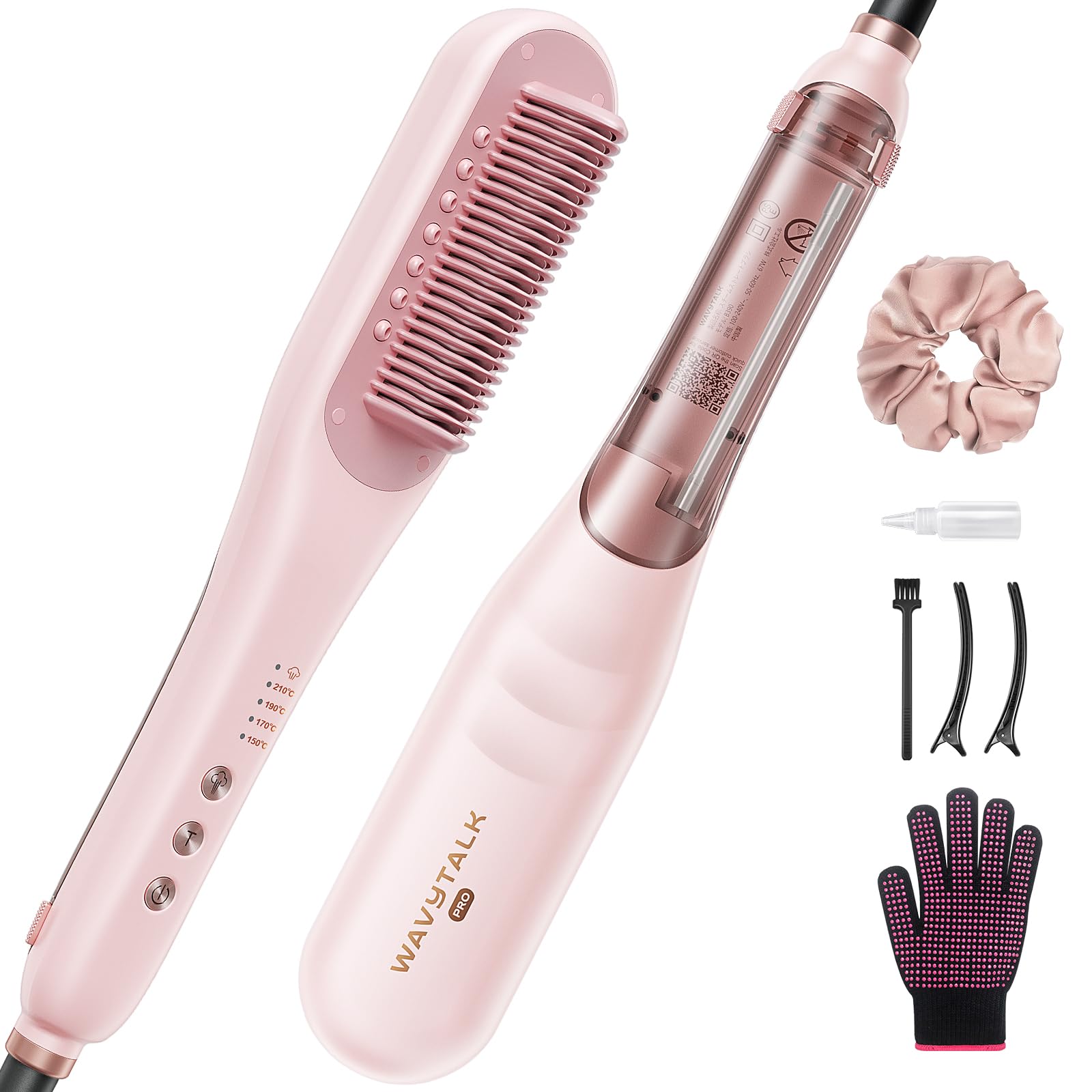 Wavytalk Steam Straightening Brush | Steam Reduces Damage & Fast Styling While Nourishing Hair | Hair Iron, Straightening Function, 3-in-1 Hair Care Brush (For Different Hair)
