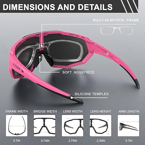 Miniatura 6 de X-TIGER Gafas de sol deportivas polarizadas para hombres y mujeres, gafas de ciclismo, béisbol, correr, pesca, MTB UV400, Rojo -