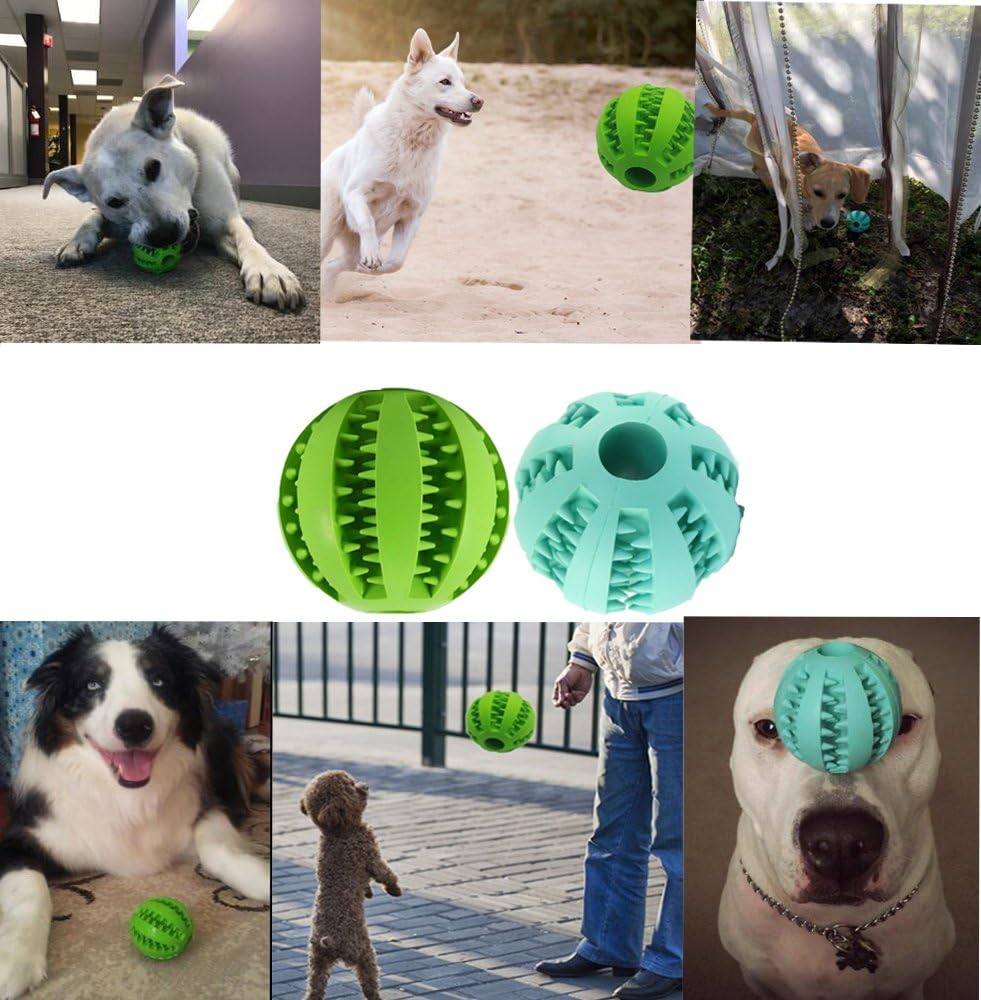 Dog Puzzle Teething Toys Balls: 2pack Interactive Rubber Small Dog Treat Dispensing Ball Medium Breed Dog Aggressive Chewer Enrichment Toys for Boredom and Brain Stimulating Game Teeth Cleaning Chew
