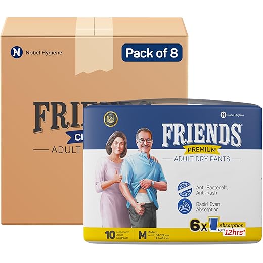 Friends Premium Adult Diapers Pant Style 80 Count Medium 48