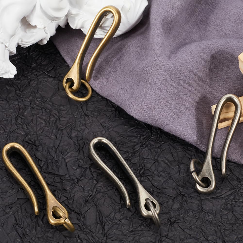 4 Crochets Porte-clés En U - Alliage Argent Et Laiton, Style Tibétain/vintage - Pour Ceinture, Poche, Sac - 4